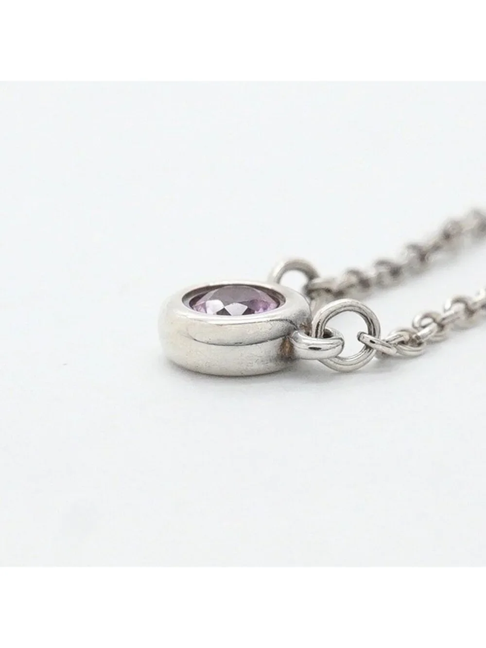 Tiffany & Co Necklace by the Yard 925 Sterling Silver Pink Saffiano